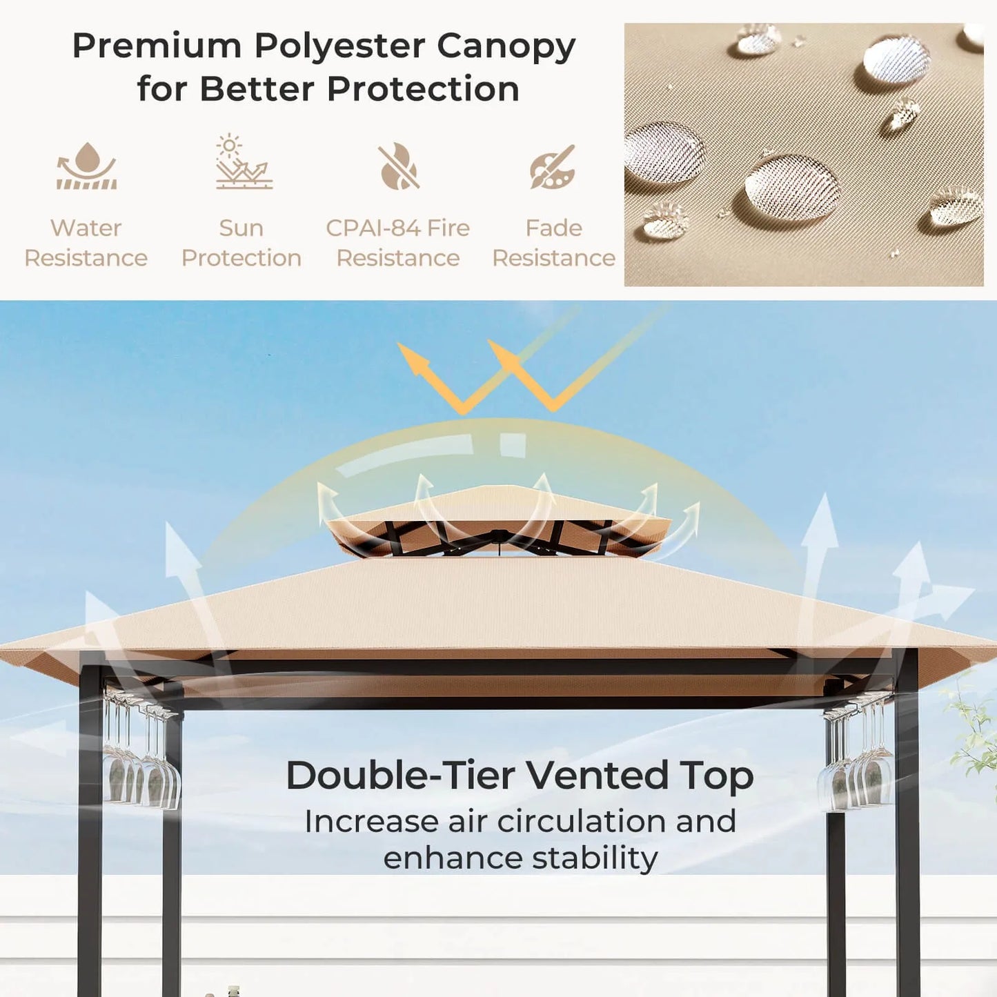 3 Piece Patio Bar Set With Tempered Glass Table And Metal Storage Shelves Garden