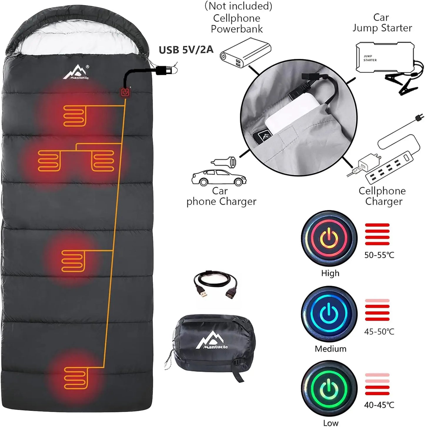 Stay warm on every outdoor adventure with this USB heated sleeping bag that brings cozy warmth wherever you go.