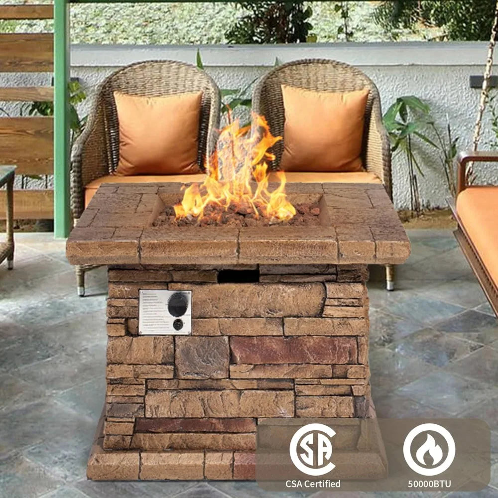 32 Inch Concrete Propane Fire Pit 50000 BTU Smokeless Gas Fire Pit