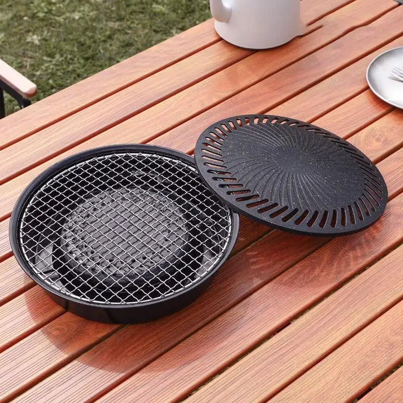 Elevate your outdoor cooking with this durable nonstick round grill pan, perfectly suited for camping and backyard grilling, designed for even heat distribution and lasting performance.