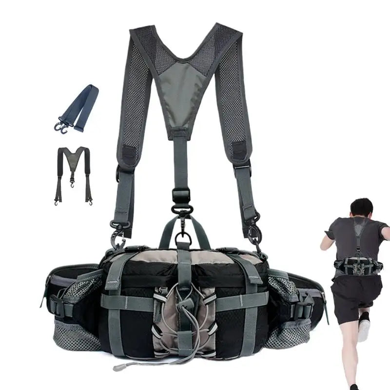 Hiking Waist Bag With 2 Bottle Holders Outdoor Waist Pack Waterproof