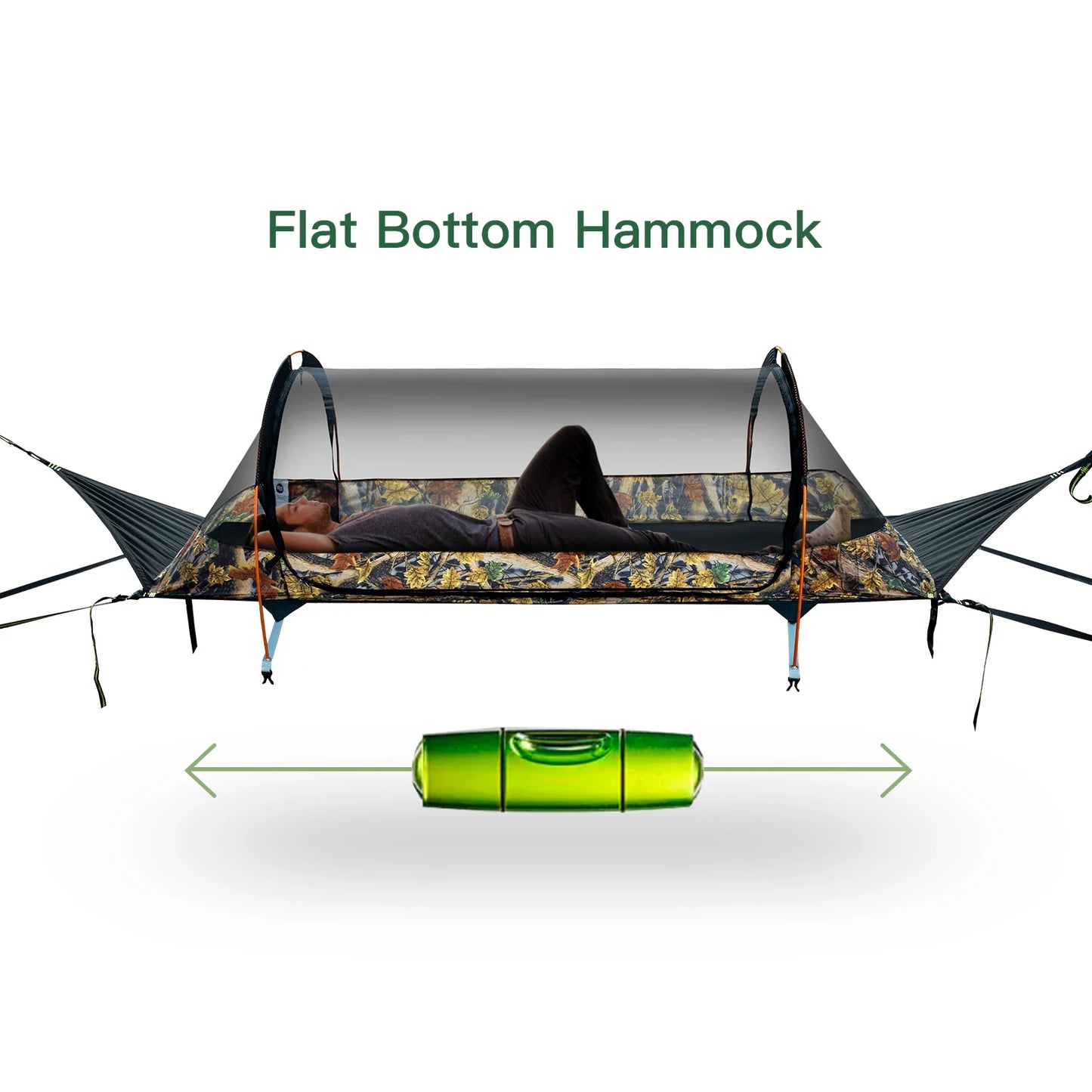 Night Cat Lay Flat Hammock With Tree Straps Nylon Mosquito Net Portable Camping
