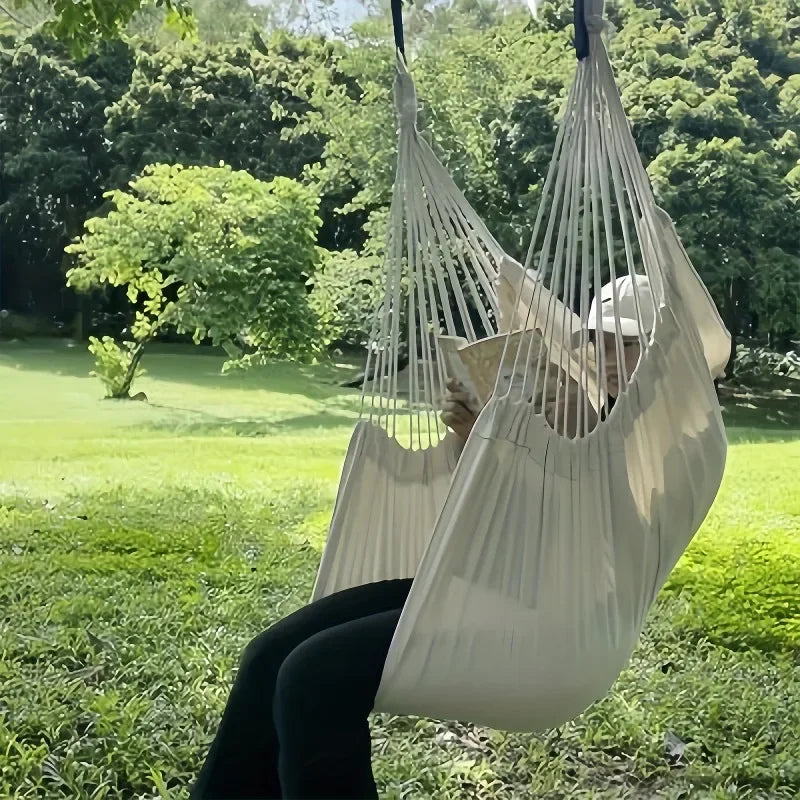 Portable Hammock Swing Chair With Canvas Bed And Storage Bag For Indoor Outdoor