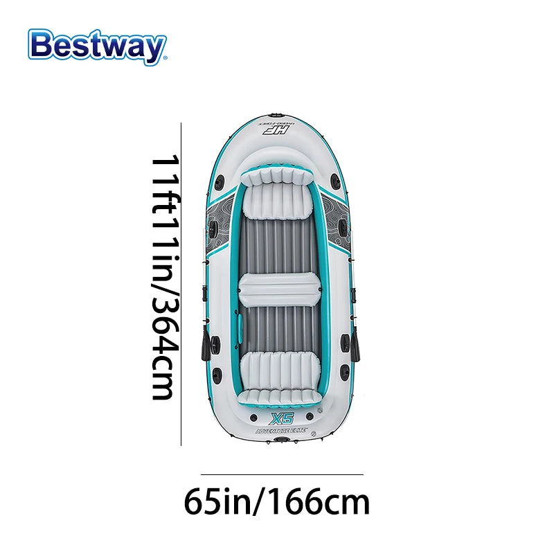 Bestway 65159 5 Person Inflatable Kayak Kit Durable PVC Boat