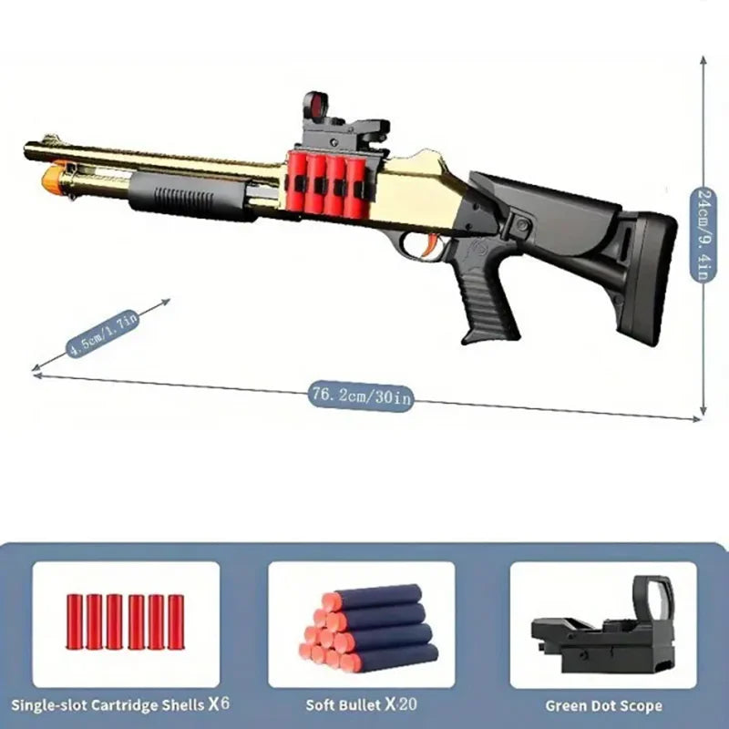 Experience action packed pretend play with the ZHENDUO Soft Bullet Toy Gun, a battery free shotgun inspired toy built for safe, immersive fun you can enjoy.
