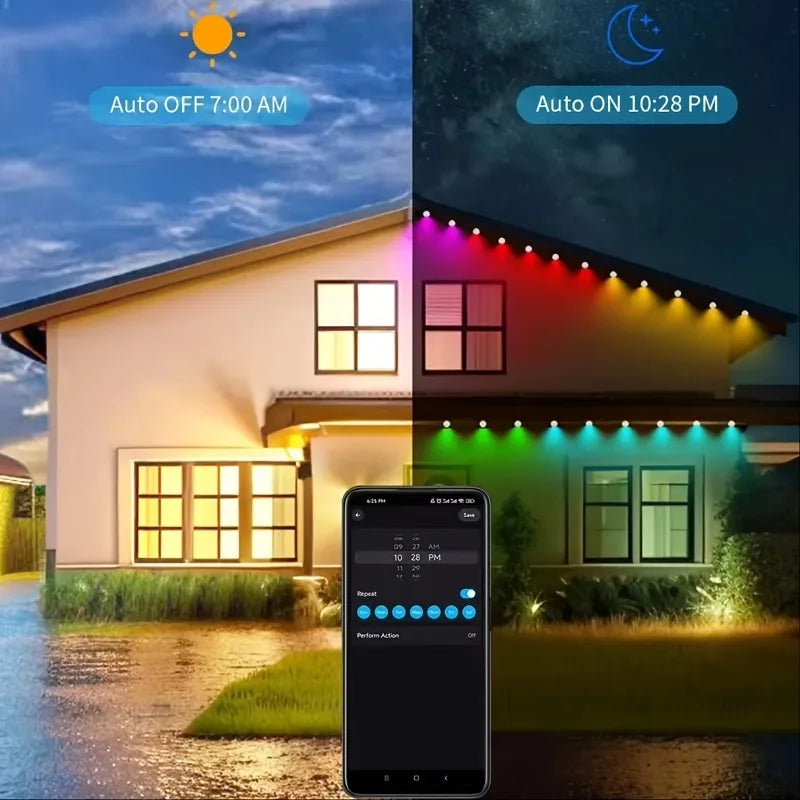 MIMIRGBC Smart RGBIC Outdoor String Lights 90 LEDs 75 Scene Modes Garden