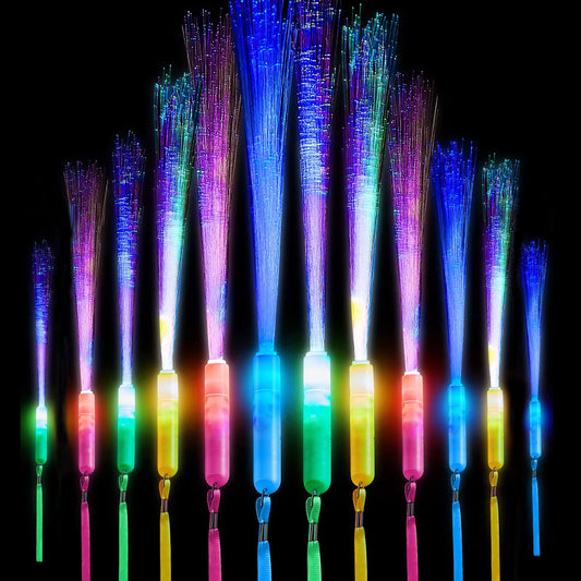 60Pcs Colorful LED Glow Fiber Optic Fluorescent Sticks Party Wands
