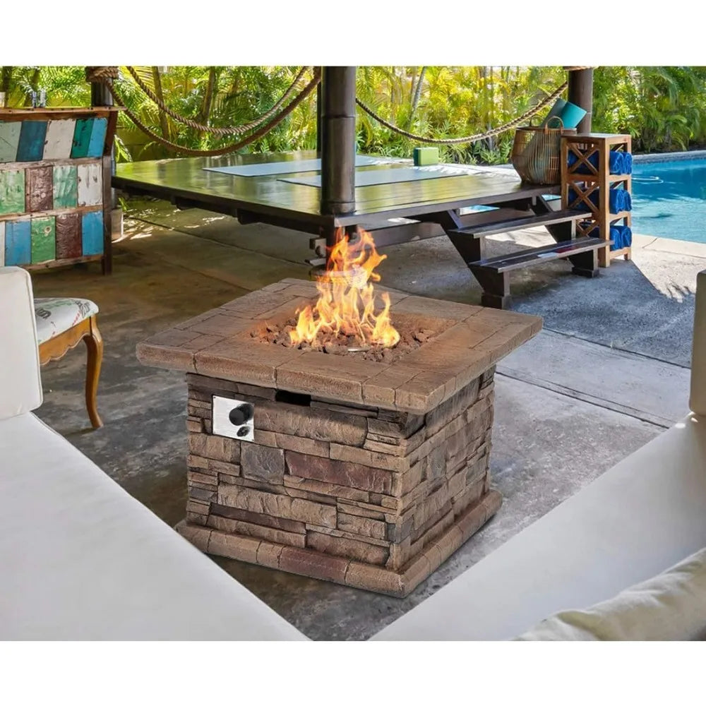 32 Inch Concrete Propane Fire Pit 50000 BTU Smokeless Gas Fire Pit