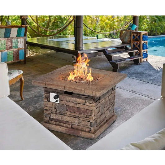32 Inch Concrete Propane Fire Pit 50000 BTU Smokeless Gas Fire Pit