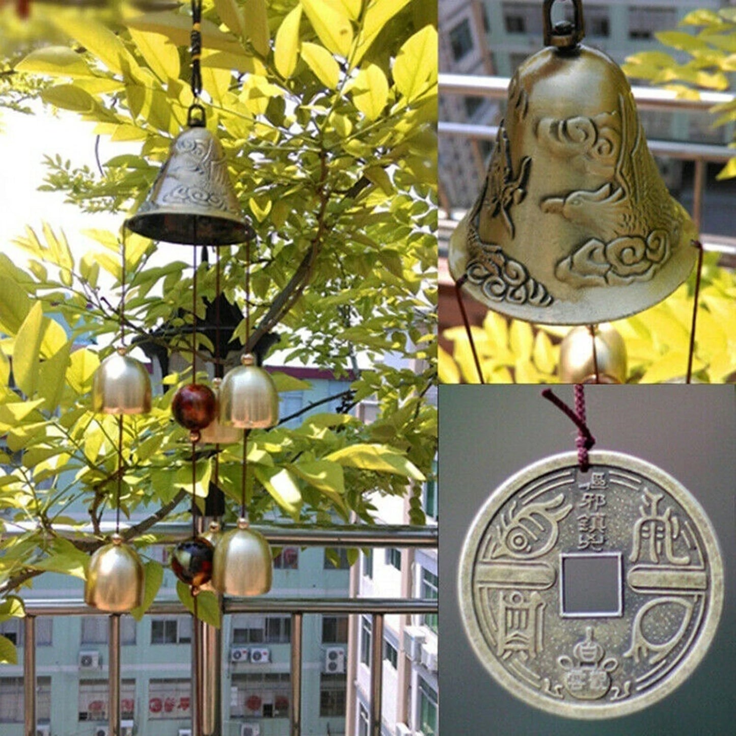 Xiangyanghua 6 Copper Bells Wind Chimes Outdoor Metal Ornament Yard Decor