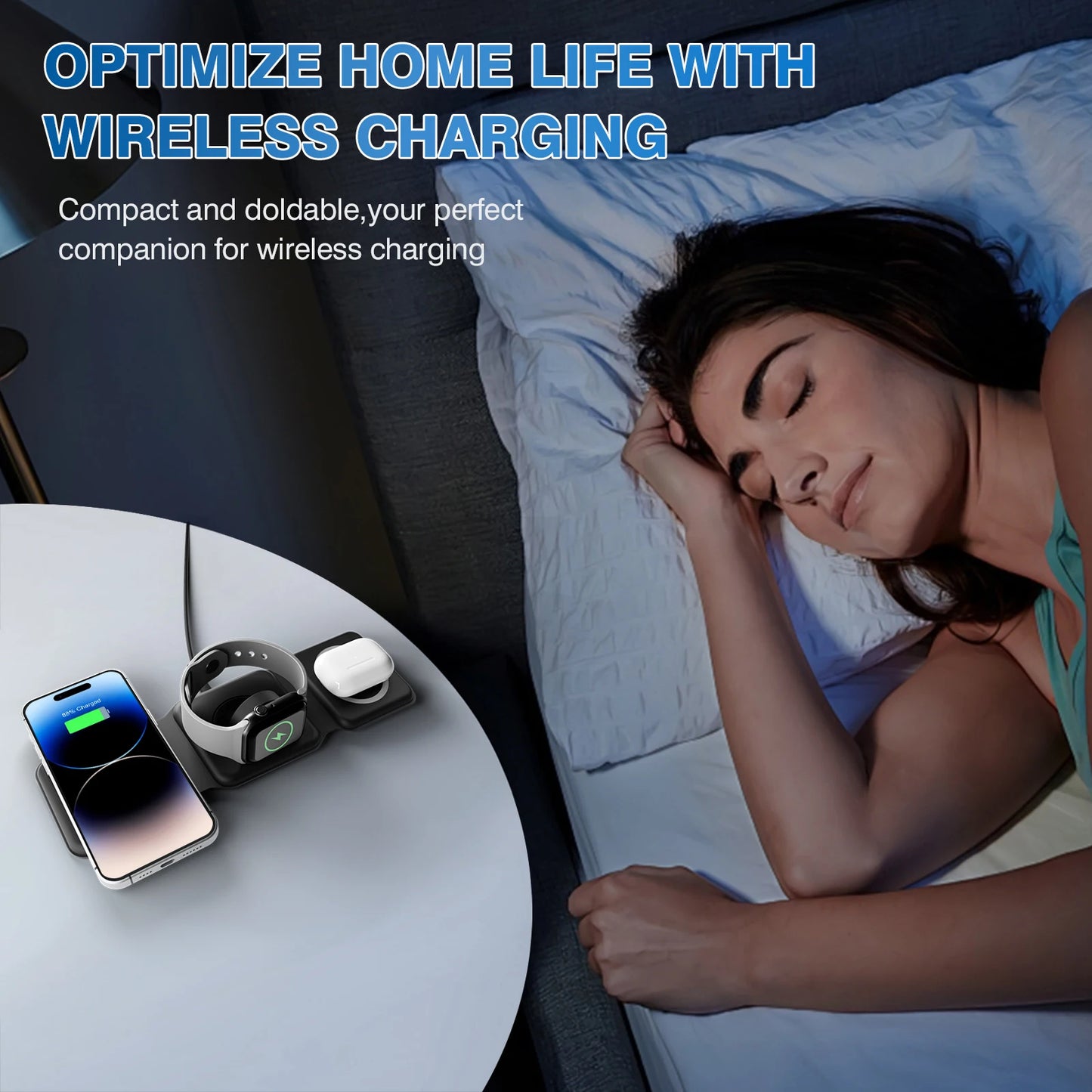 Meet a magnetic 3in1 wireless charger that keeps your devices powered on the go with space-saving design, fast performance, and versatile charging for iPhone, AirPods, and Apple Watch.