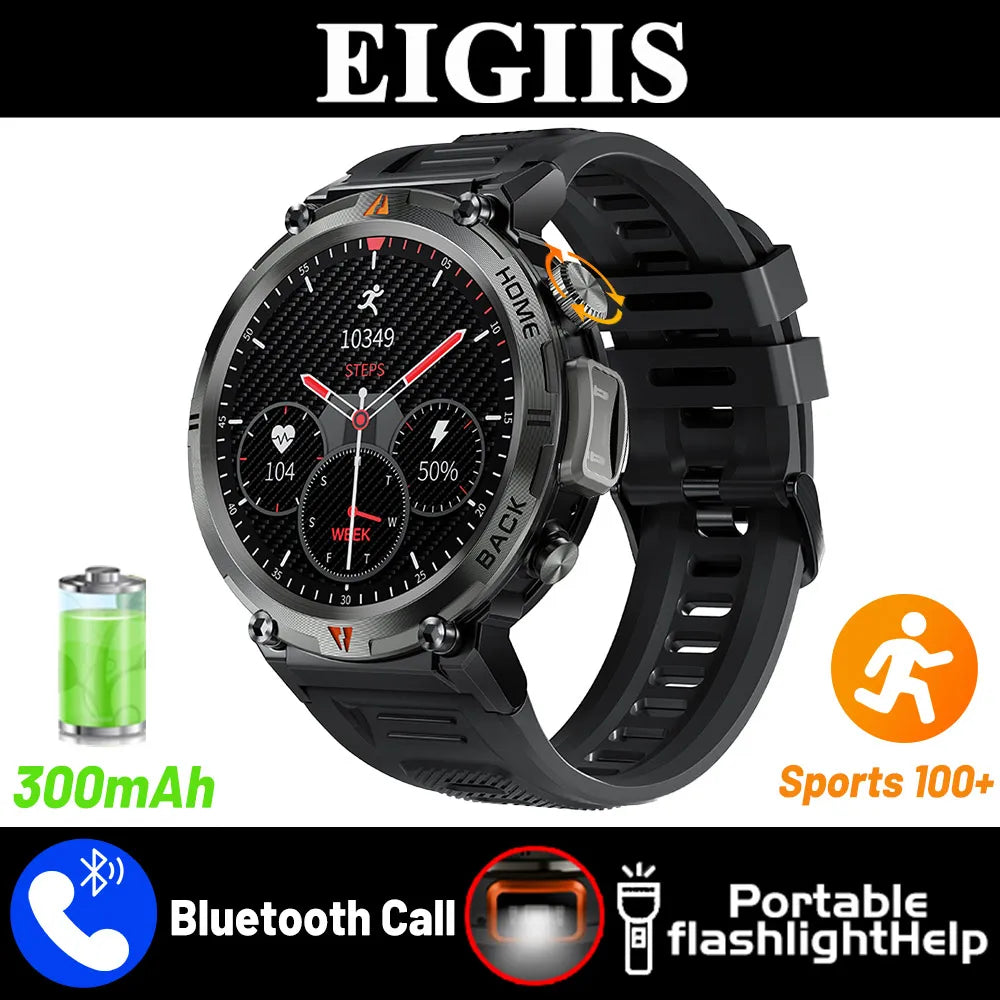 EIGIIS KE3 2025 Bluetooth Smartwatch For Men Full Touch Screen Health Monitor