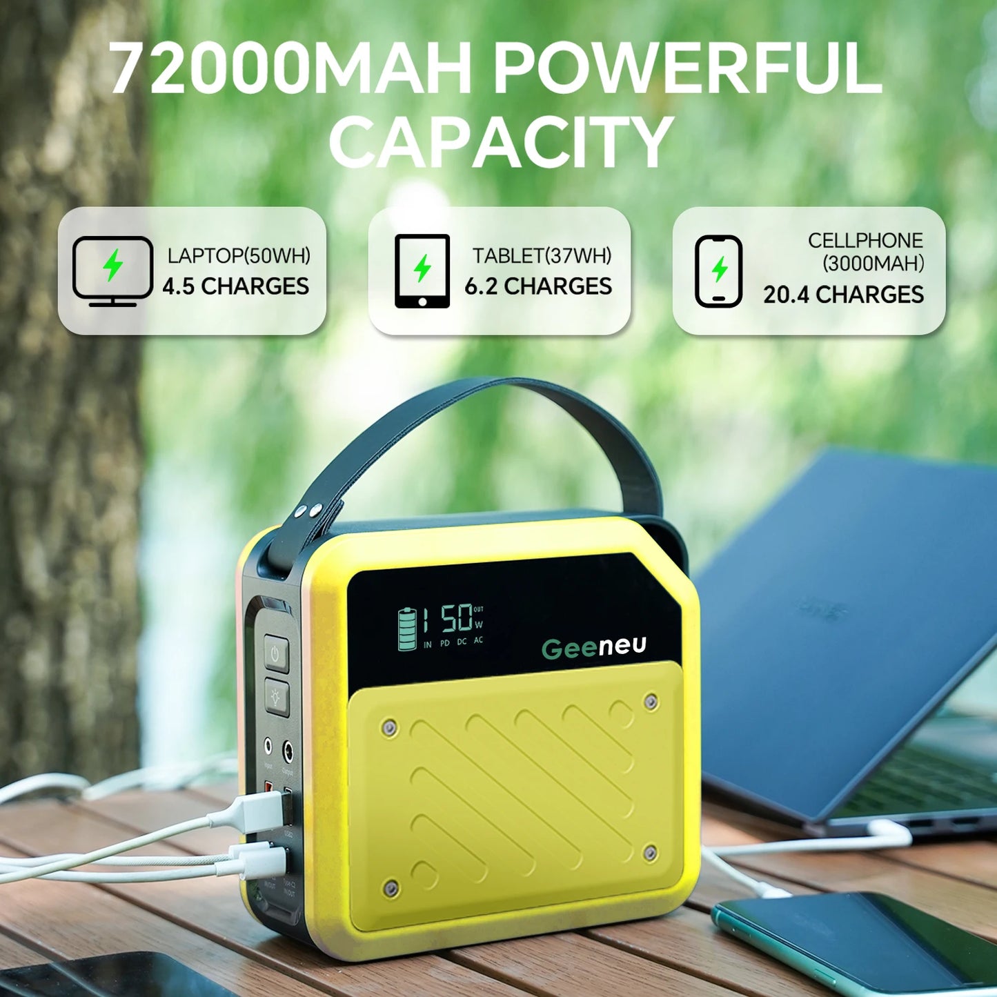 Power your adventures with Geeneu 268W portable power station that keeps your devices charged wherever life takes you.
