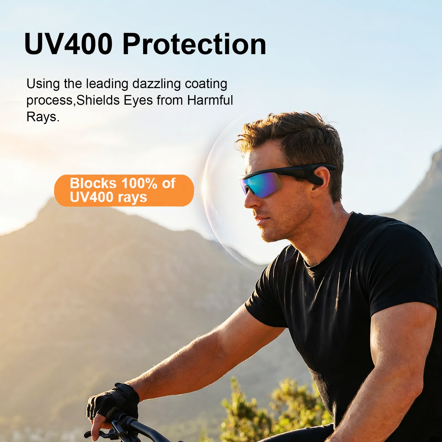 PveQQve AI Smart Glasses With Polarized Lens Translation Bluetooth Cycling