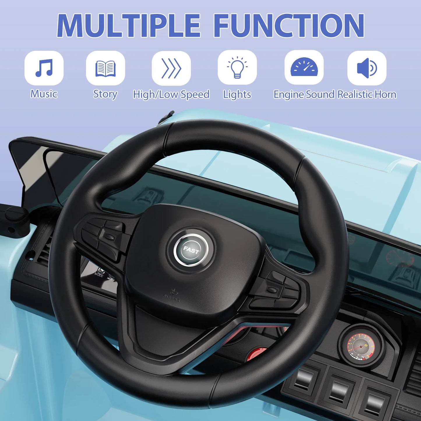 HiMISSE 12V Electric Ride On Truck for Kids Remote Control LED Lights