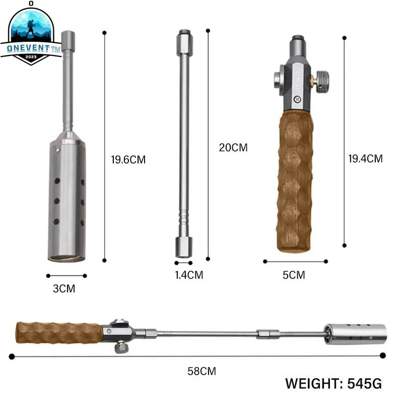 Wood Handle Removable Three Stage Gas Burner Gun for Outdoor Camping BBQ