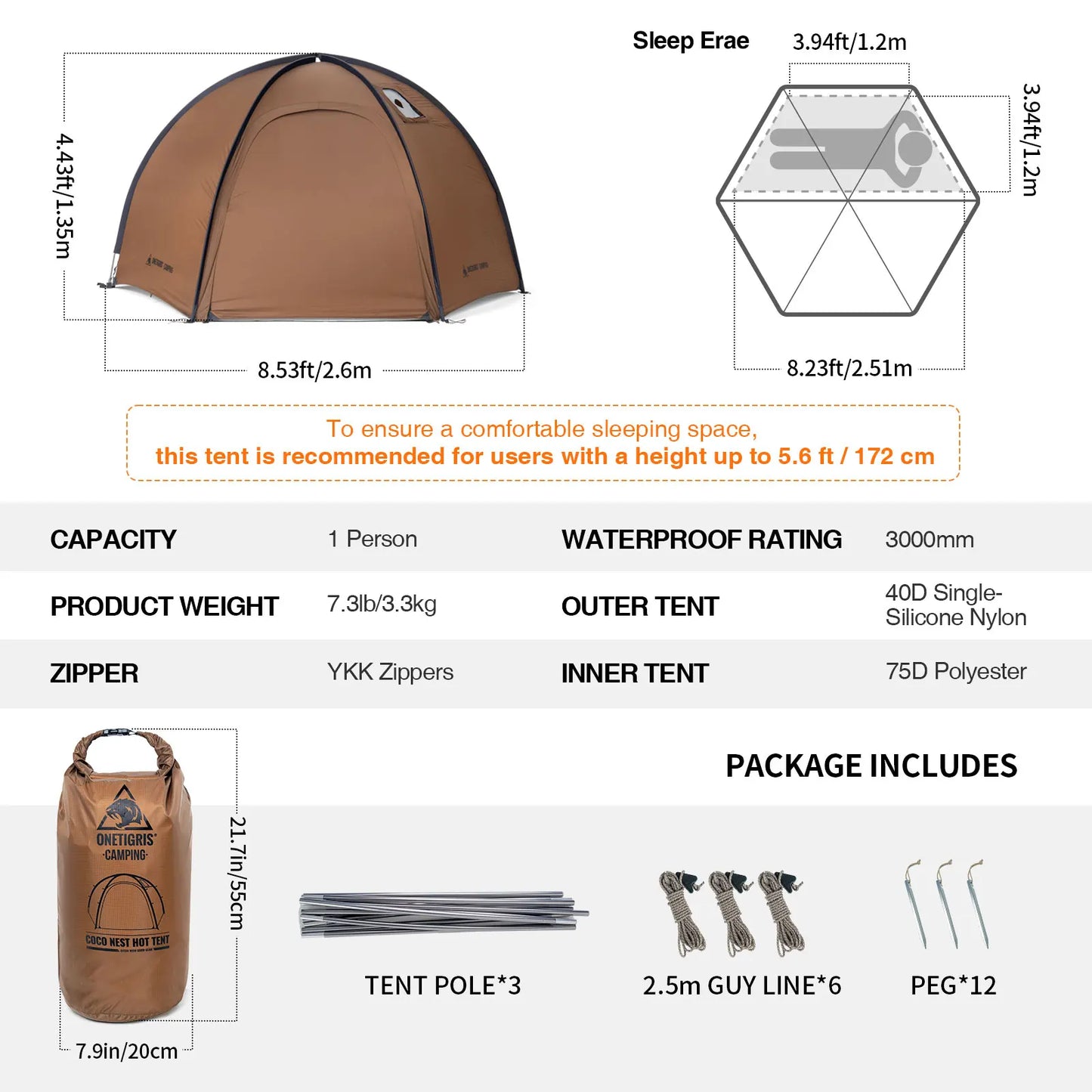 OneTigris Coco Nest Solo Dome Tent With Stove Jack 3000mm Waterproof