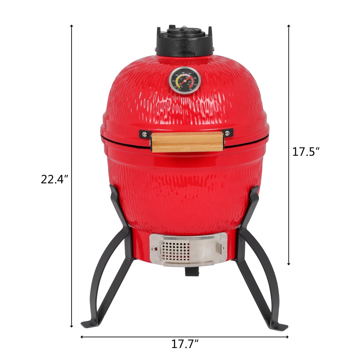 Elenxs Kamado Ceramic Round Charcoal Grill 13 Inch Orange Outdoor Bbq