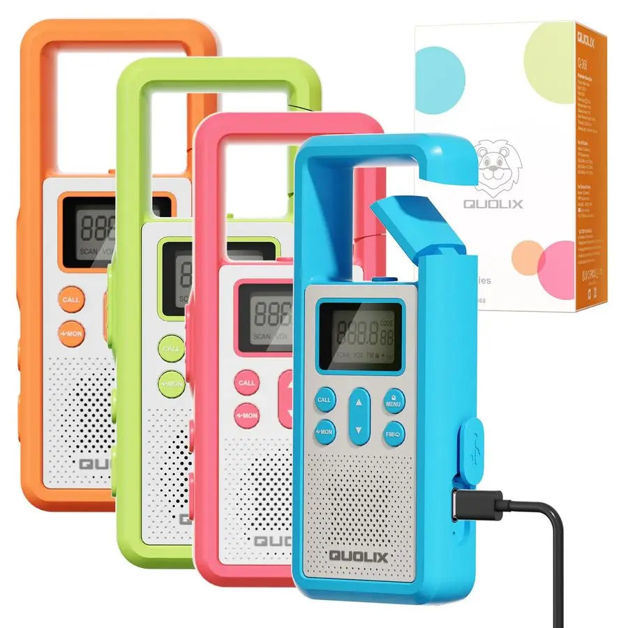 Keep your kids connected and safe on outdoor adventures with this four-pack of rechargeable walkie talkies.