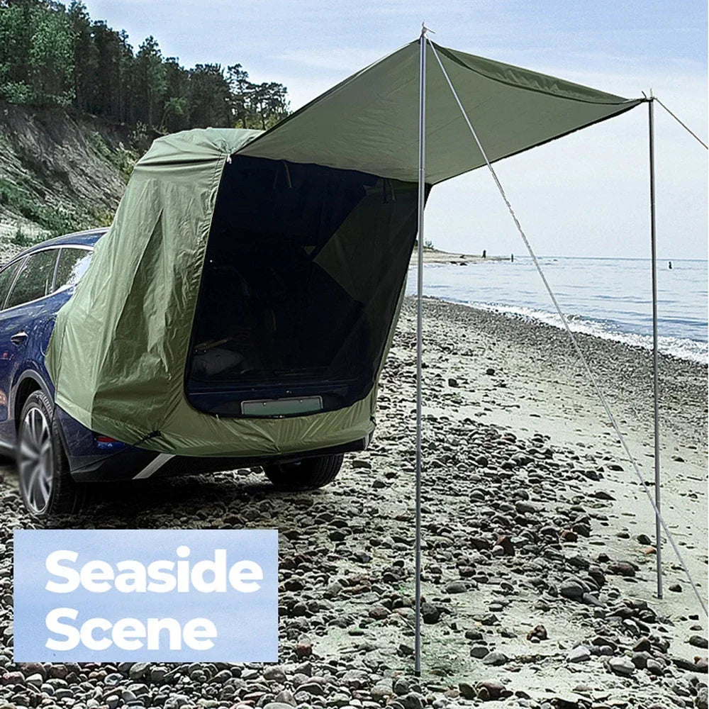 Turn every road trip into a cozy retreat with this car rear tent and canopy that tucks neatly behind your vehicle, delivering instant shelter from sun, wind, and unpredictable weather.