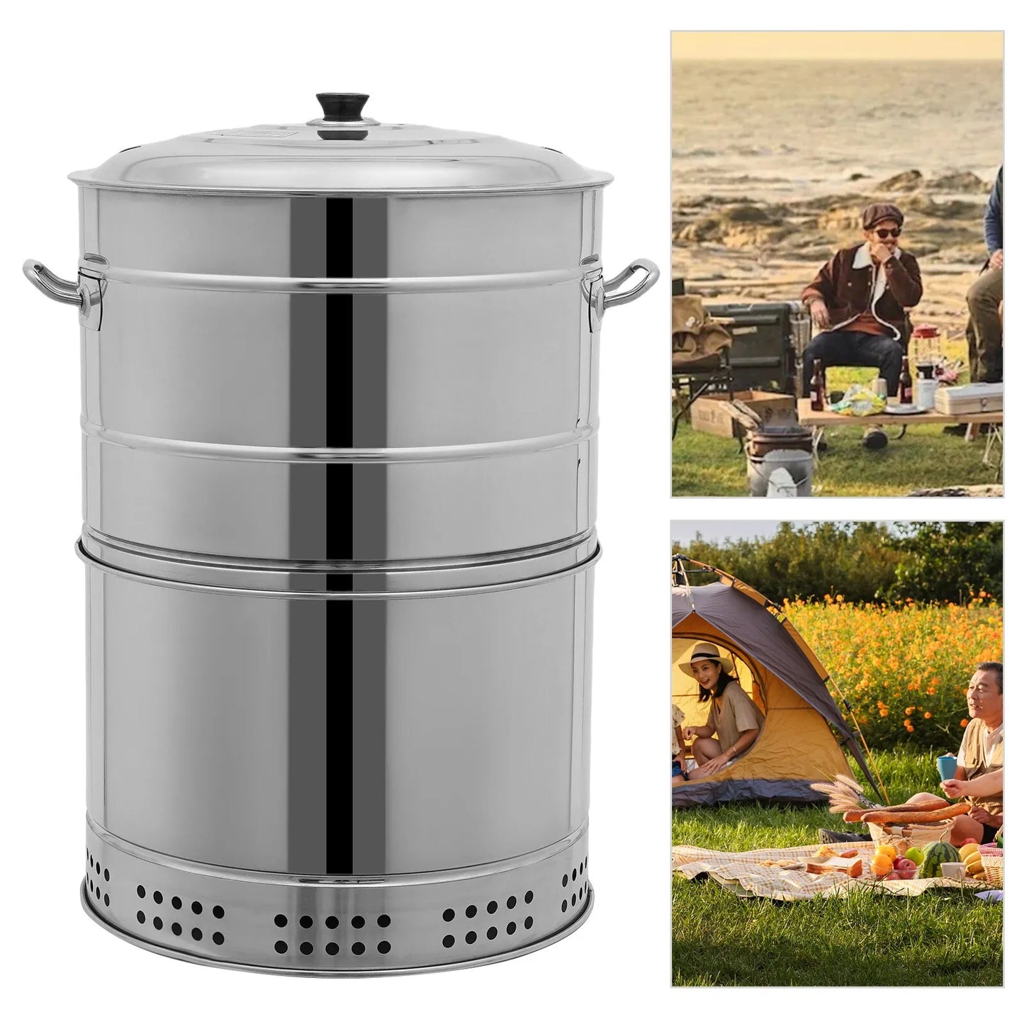 Stainless Steel Barbecue Charcoal Grill With 50 Skewers For Camping