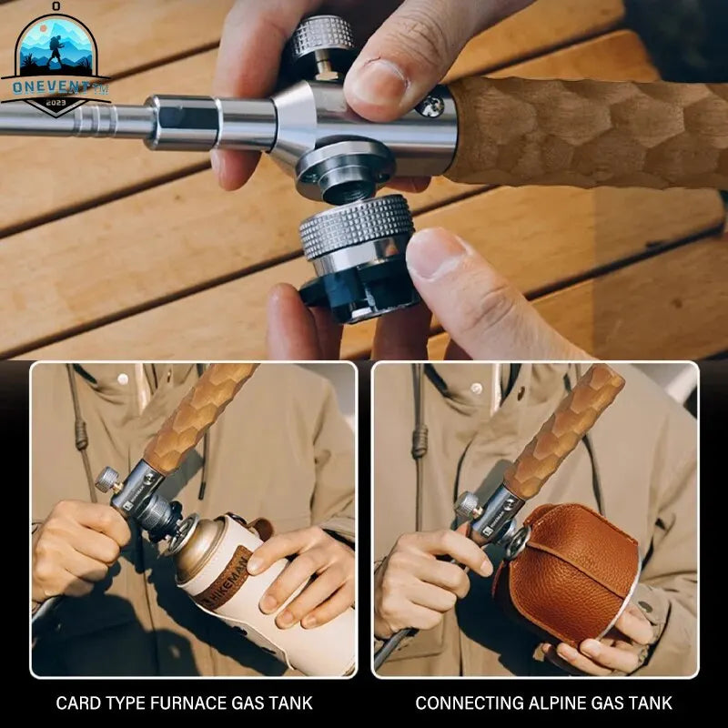 Wood Handle Removable Three Stage Gas Burner Gun for Outdoor Camping BBQ