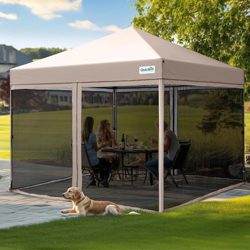 10x10 Pop Up Screened Canopy Tent With Mosquito Netting Portable Shelter Patio