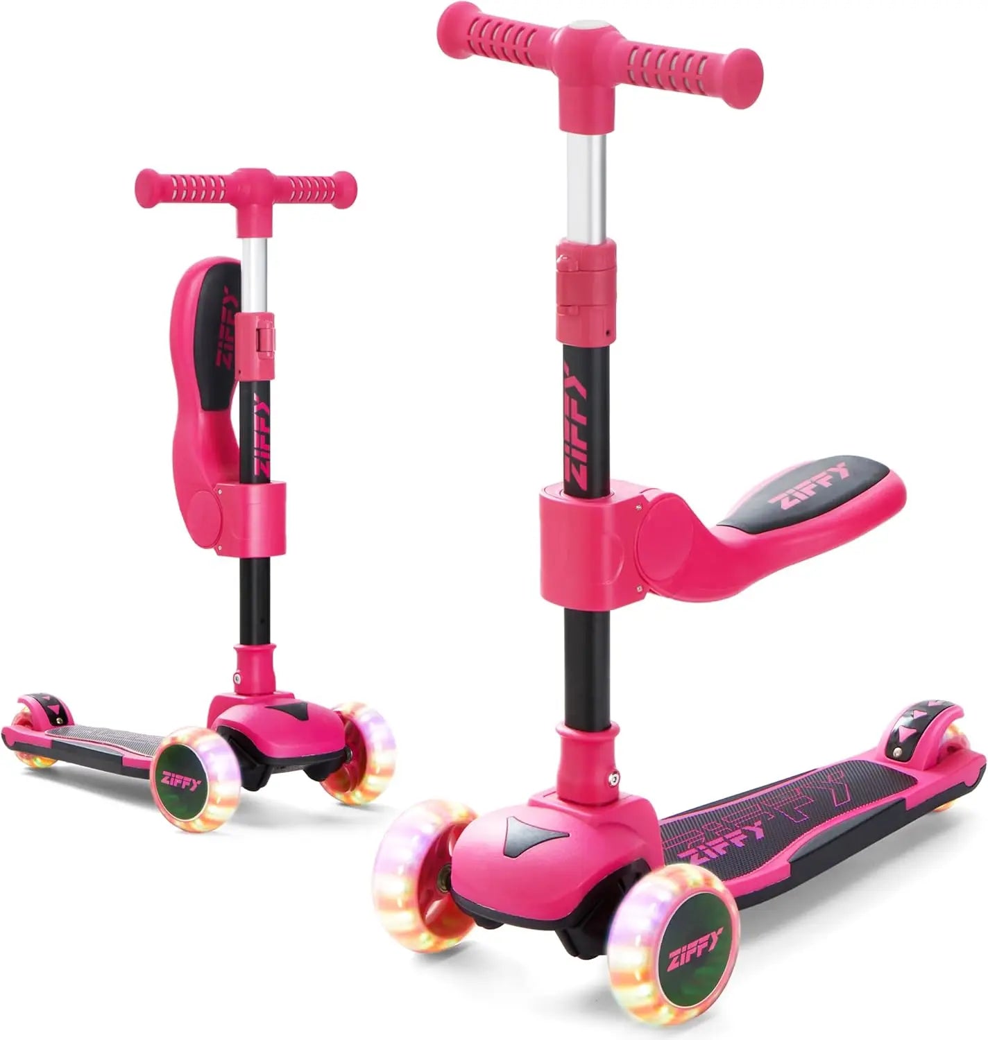 Joyfy 2 In 1 Toddler Scooter With LED Lights Adjustable Height And Foldable Seat