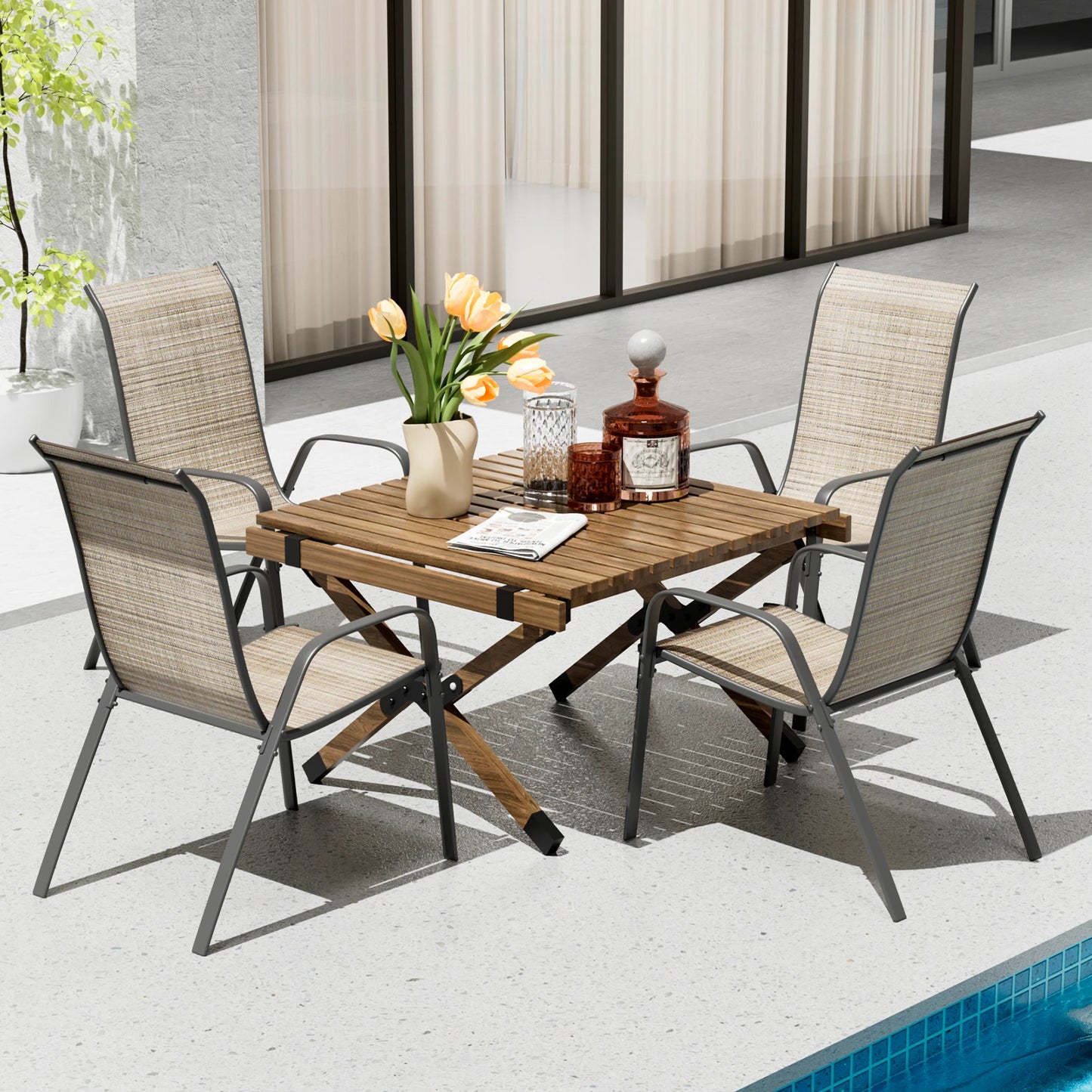 You can relax in sturdy, versatile folding garden chairs built for your outdoor living.
