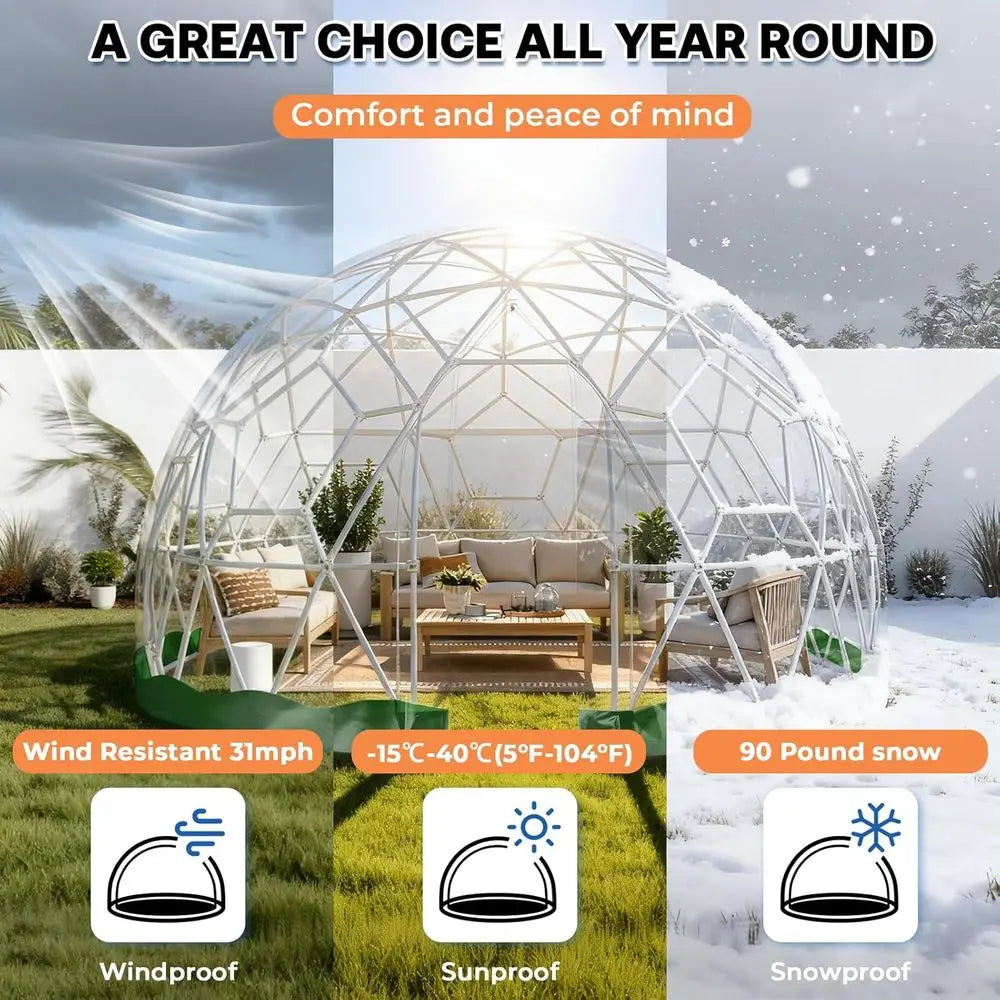 Experience versatile outdoor shelter with the ZHUXIANG Garden Dome Tent, a waterproof TPU greenhouse-style dome built for lasting backyard use.