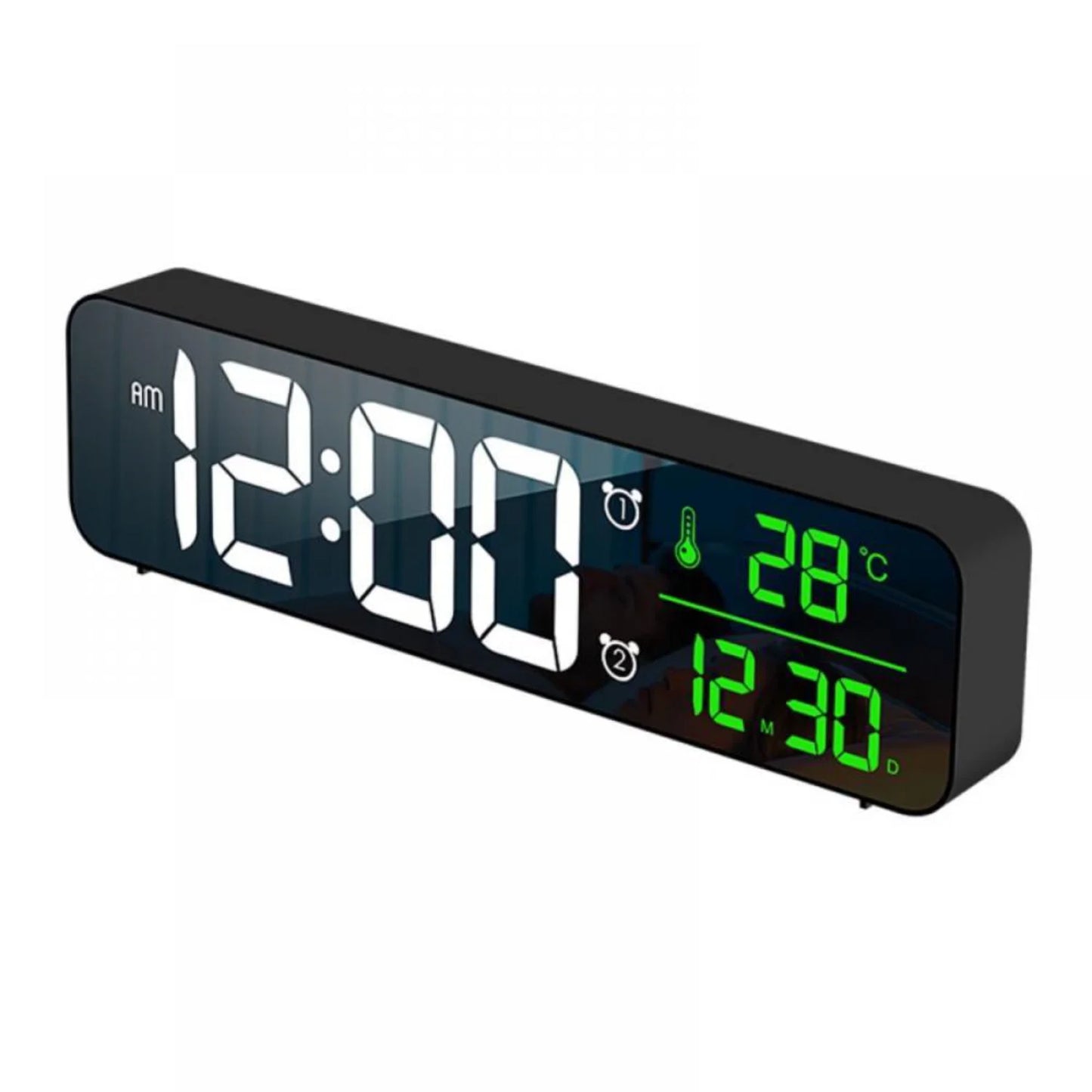 Actoyo LED Digital Alarm Clock With Snooze Date USB Charger White Display