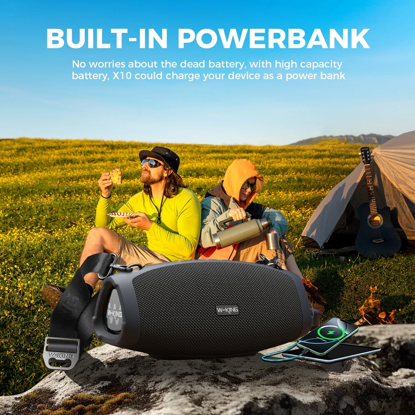 W King 120W Peak Portable Bluetooth Speaker With Wireless Microphone Waterproof