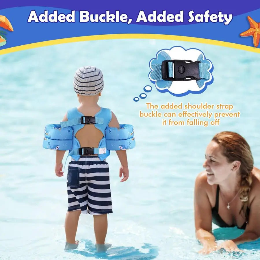Toddler Swim Vest With Cartoon Arm Floaties Nylon EPE Pool Safety