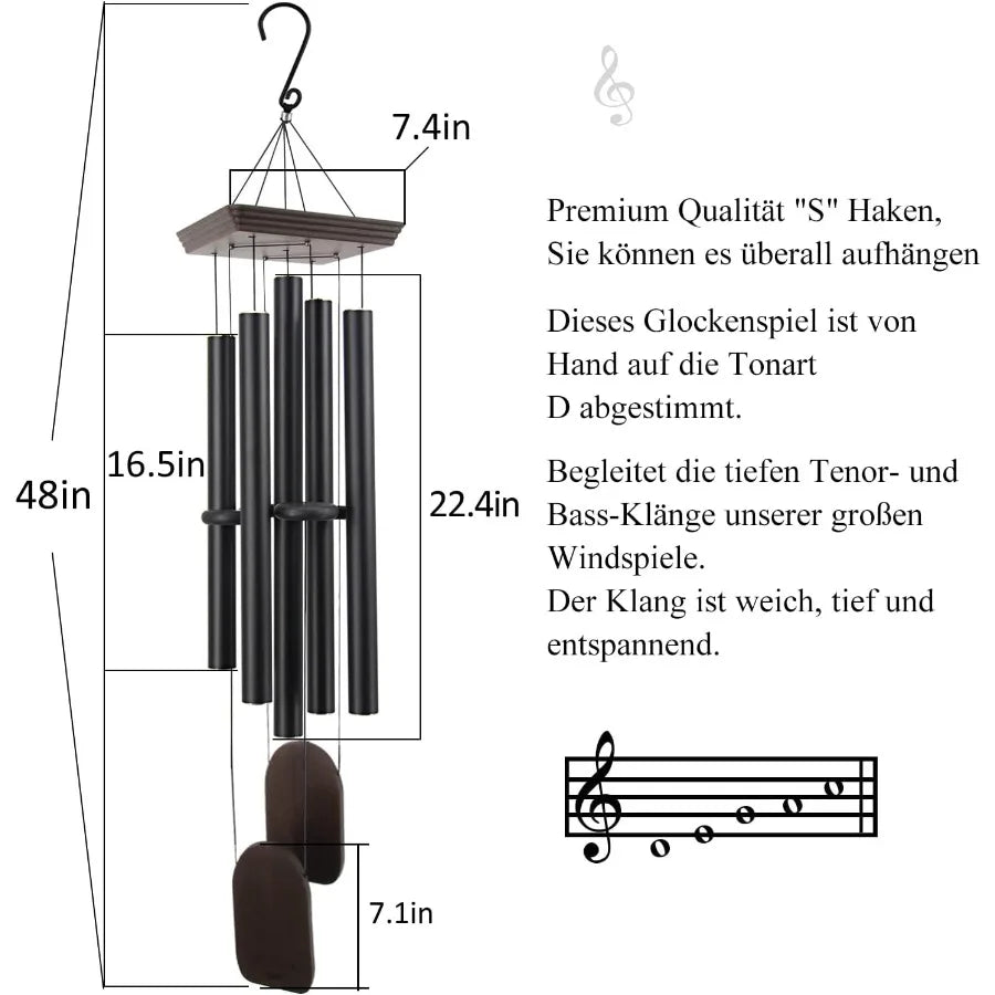 Astarin 48 Inch Sympathy Wind Chime Outdoor 5 Aluminum Tubes