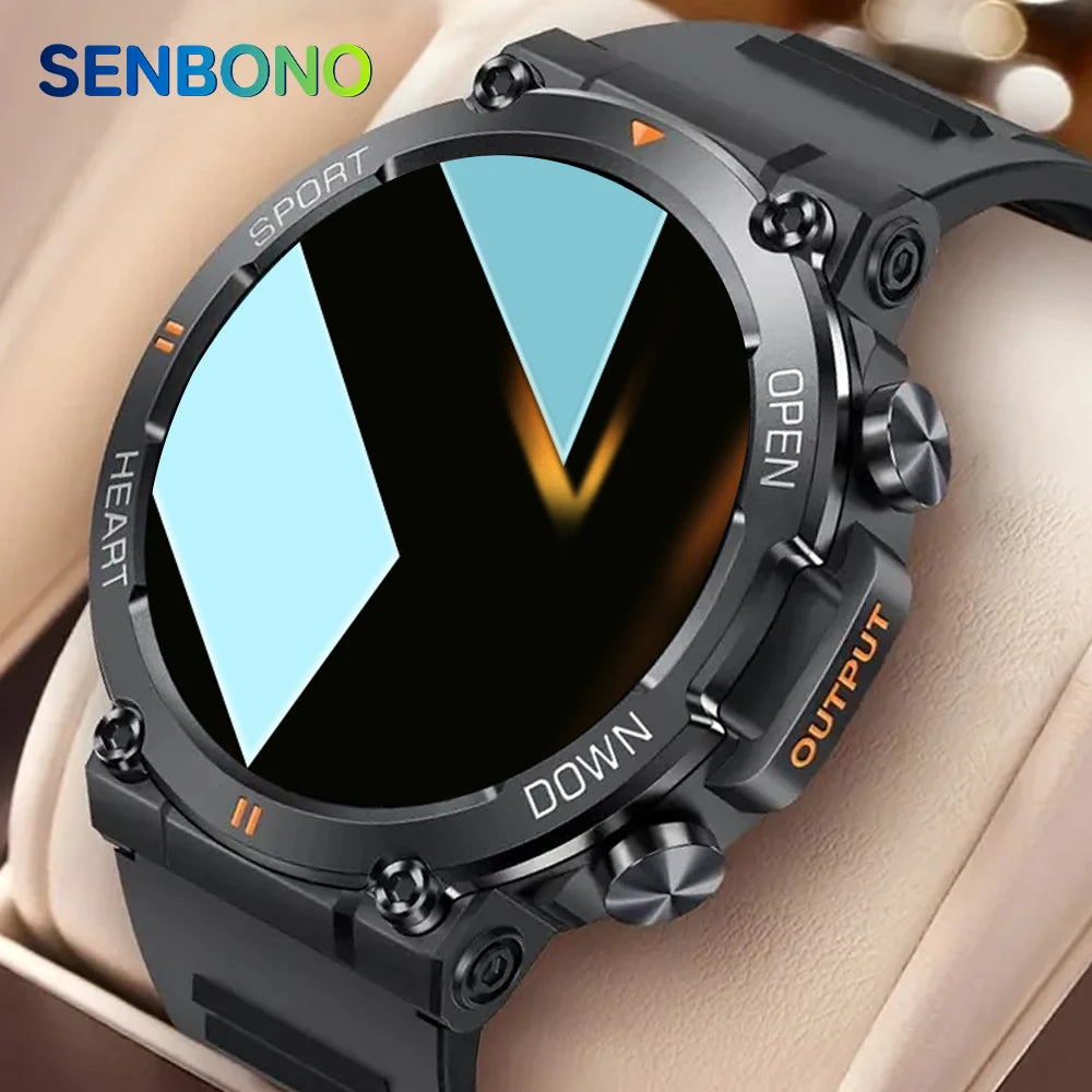 SENBONO Rugged Military Smart Watch for Men Bluetooth Call Waterproof