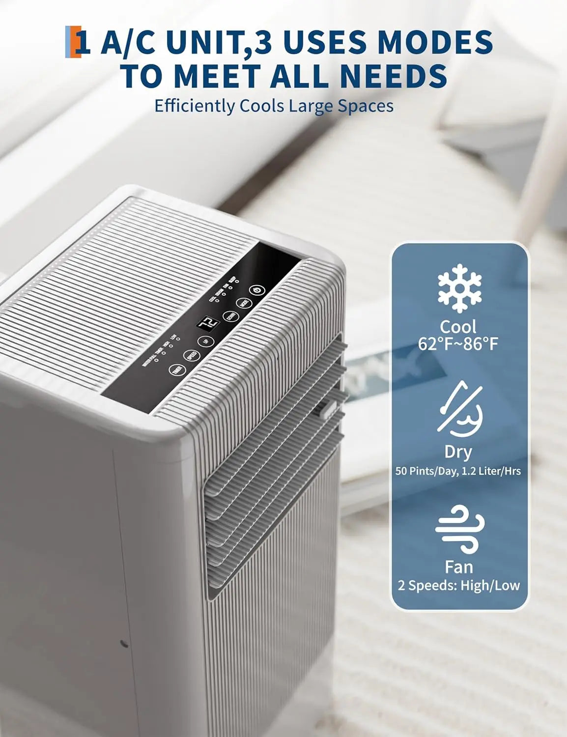 Acekool 8000 BTU Portable Air Conditioner Sleep Dry Fan Modes