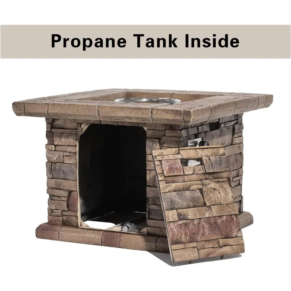 32 Inch Concrete Propane Fire Pit 50000 BTU Smokeless Gas Fire Pit