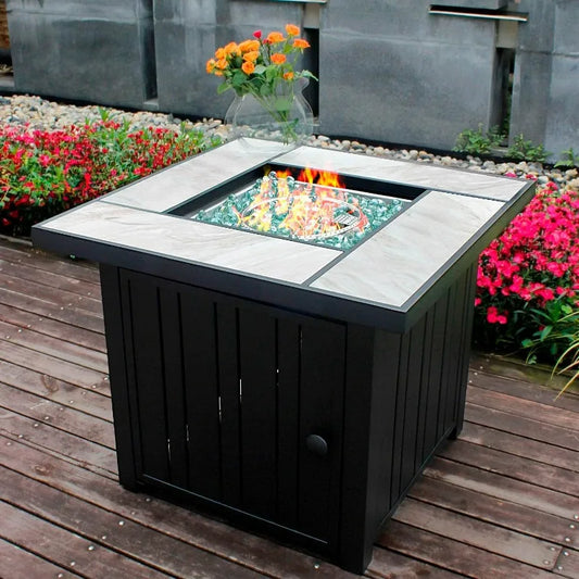 30 Inch Propane Fire Pit Table With Ceramic Top 50000 BTU Outdoor Dining