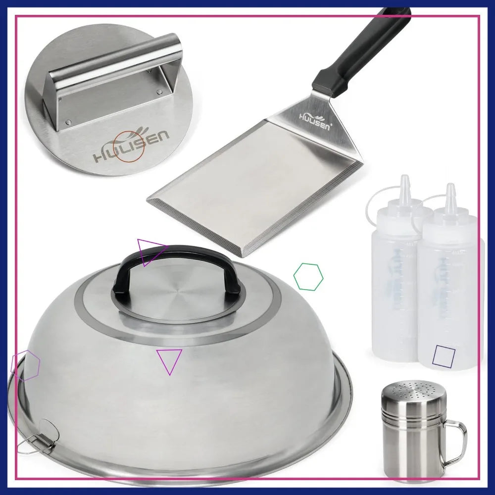 Elevate your home grilling to restaurant quality with this professional griddle accessories kit.
