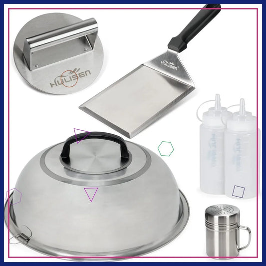Elevate your home grilling to restaurant quality with this professional griddle accessories kit.