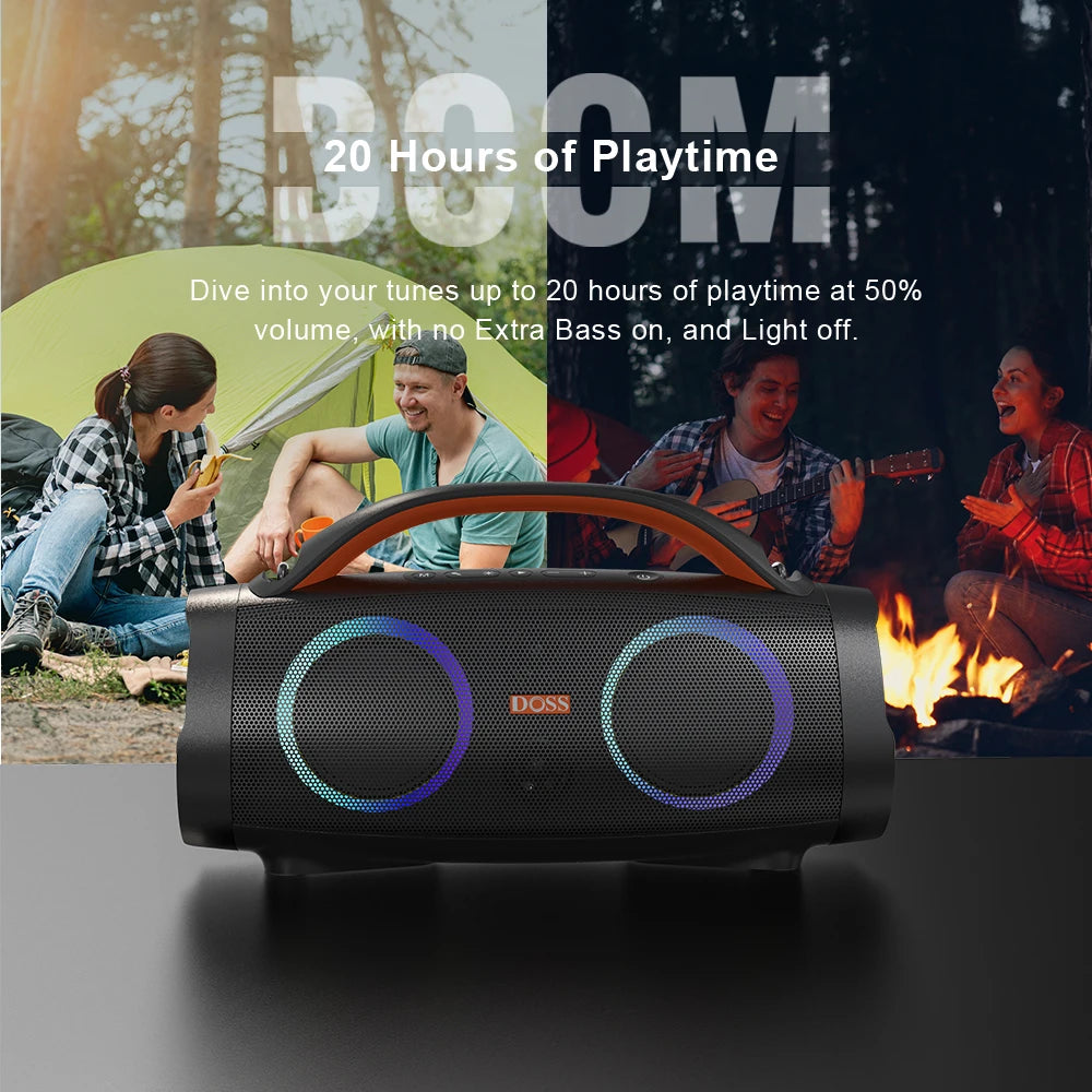 DOSS 100W Portable Bluetooth Speaker 5.3 IPX6 Waterproof Outdoor
