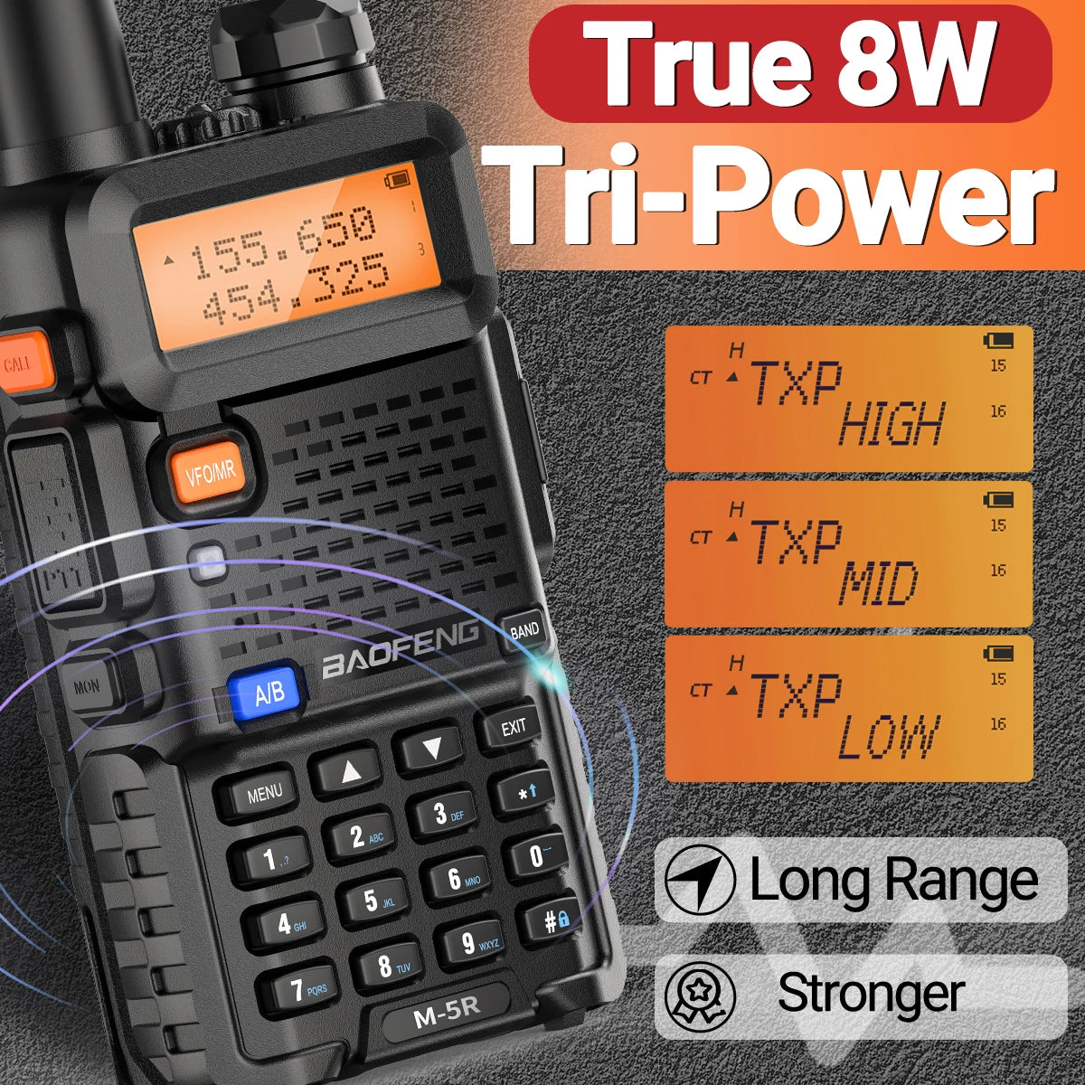 Baofeng M-5R 8W Multi-Band Walkie Talkie Type-C Long Range For UV-5R