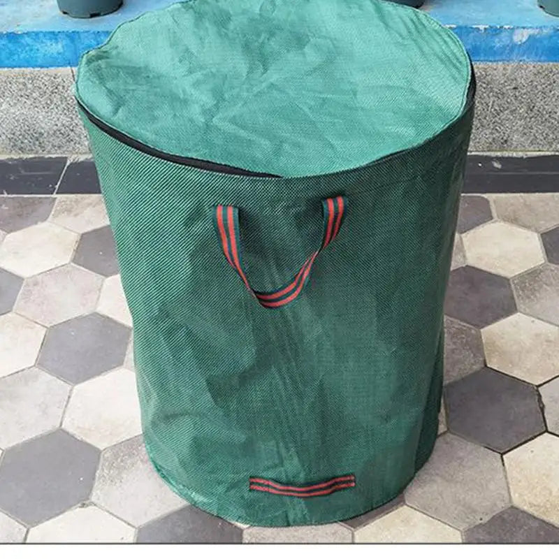 272L Garden Yard Waste Bag With Lid Foldable Leaf Trash Can Outdoor Storage