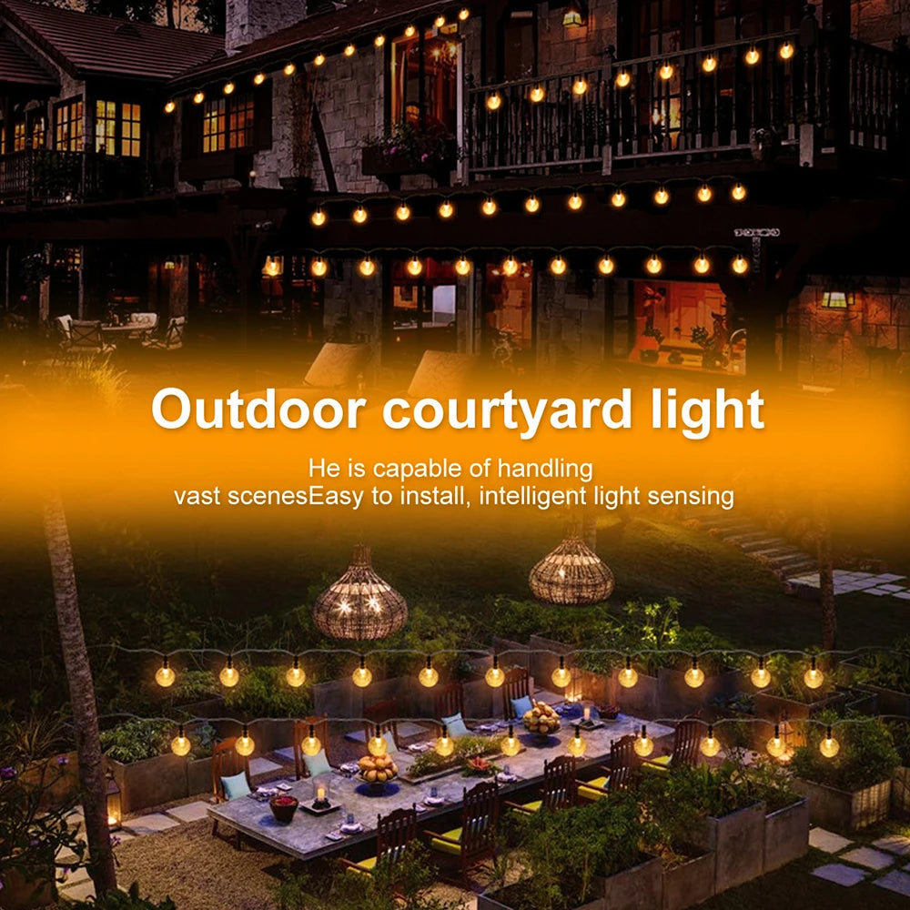 Illuminate your outdoor spaces with the enchanting glow of WELPUR Solar Bubble Ball String Lights.