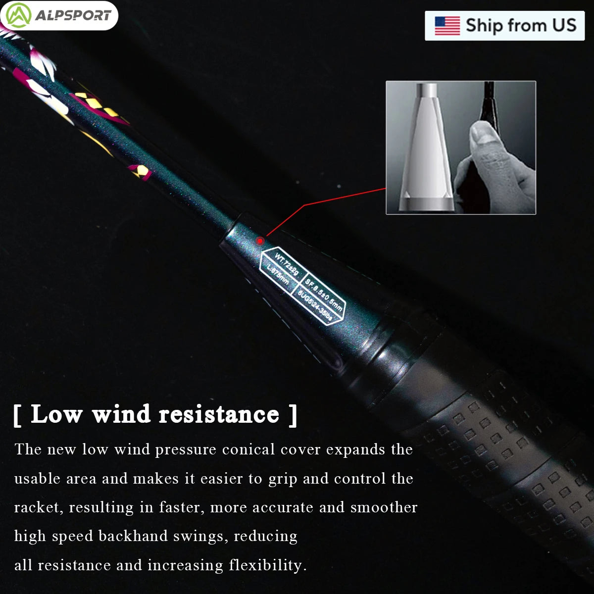 Alpsport HQ 6U Ultralight Offensive Carbon Fiber Badminton Racket