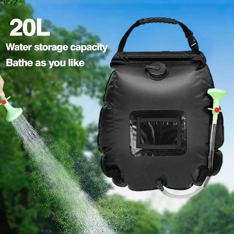 Portable Solar Camping Shower Bag With Switchable Head And Heating