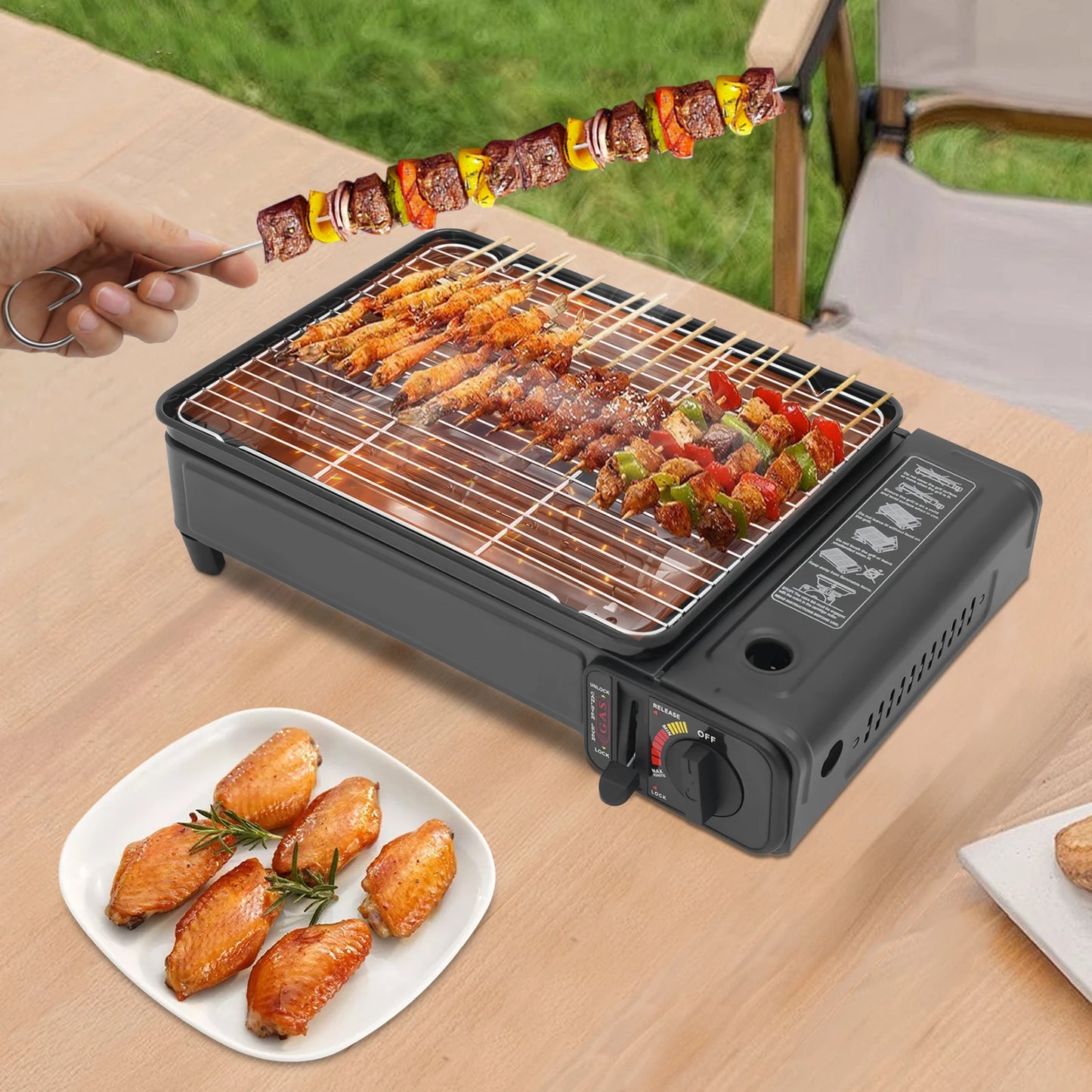 Portable Gas Barbecue Stove With Carrying Case For Camping RV Trips