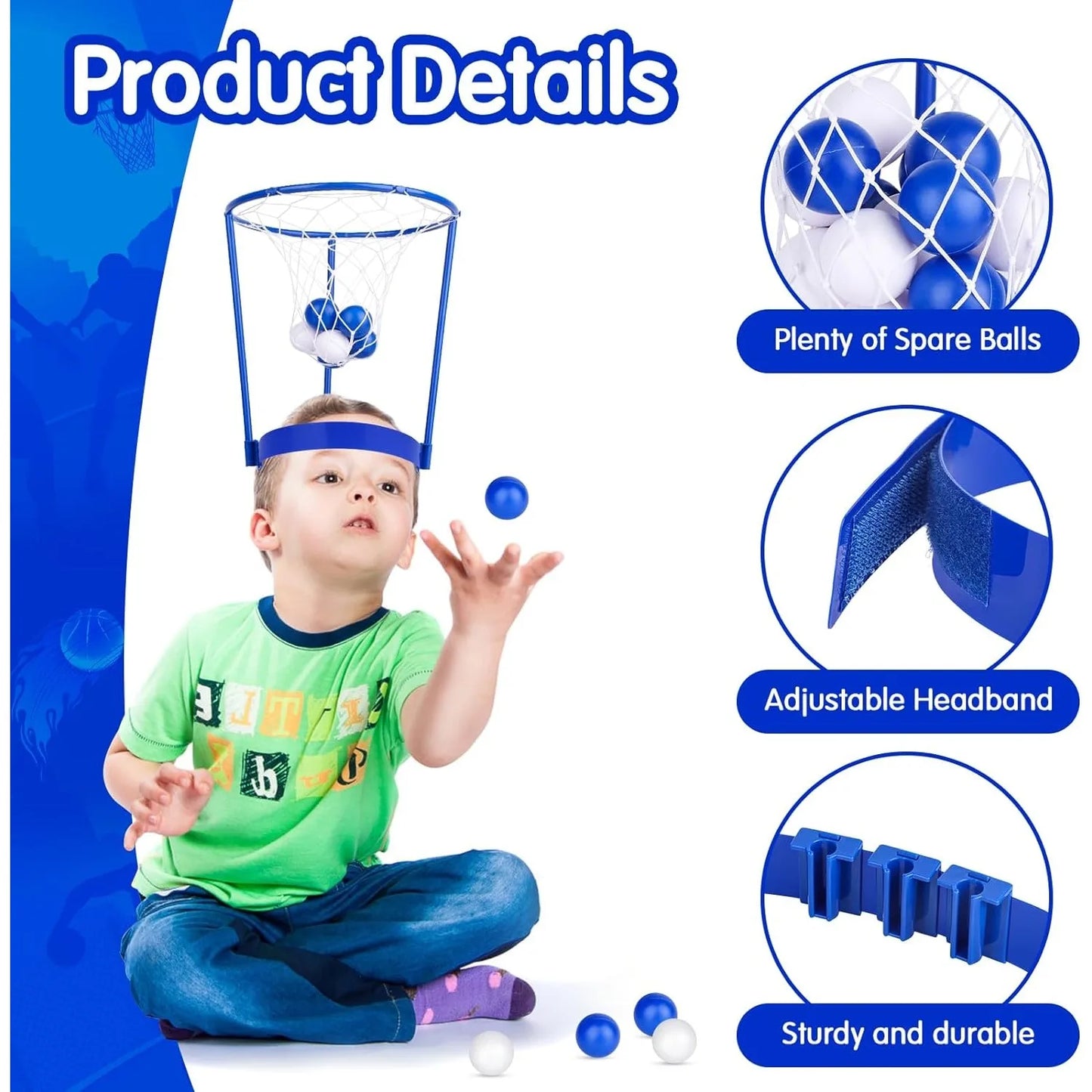 2 Pack Head Hoop Basketball Game Set For Kids And Adults With Adjustable Nets