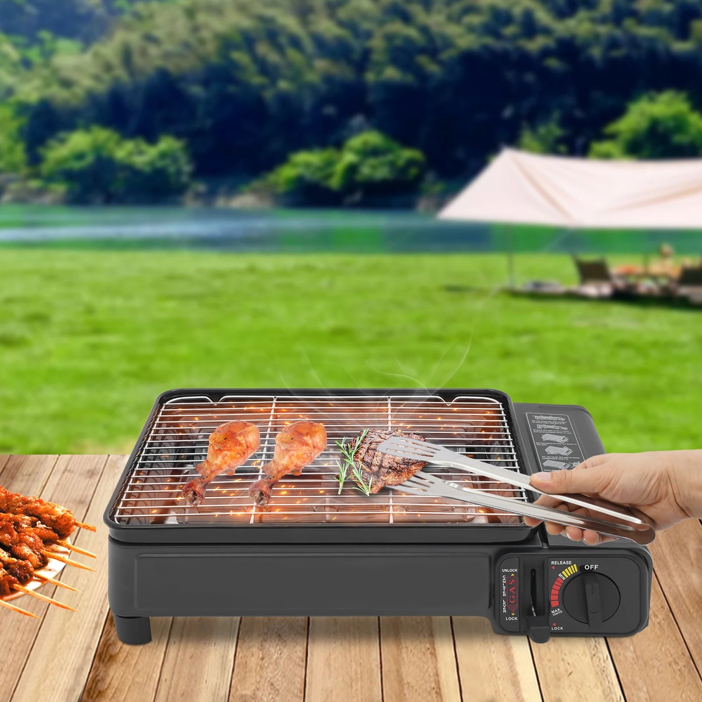Portable Gas Barbecue Stove With Carrying Case For Camping RV Trips