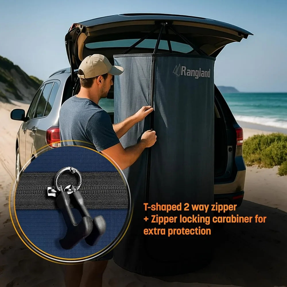 Instant SUV Trunk Changing Tent With Pop Up Privacy Shelter Liftgate Suction Pod